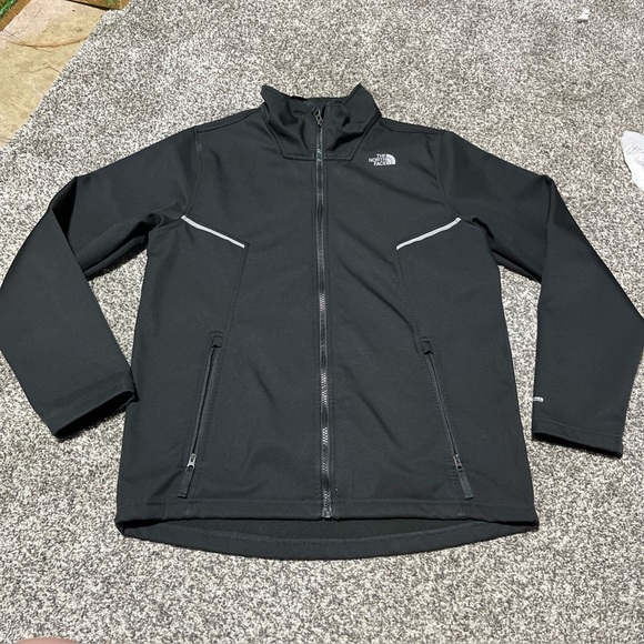 The North Face Jacket Boys XL Black Soft Shell Wind Wall  Full Zip Youth - Picture 1 of 9